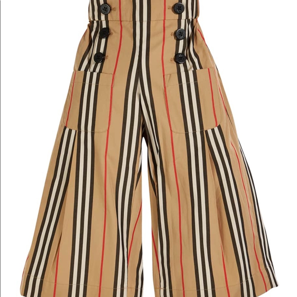 Girls 100% Auth. Burberry Taren Wide Legs icon Stripe Sailor Pants 8Y
